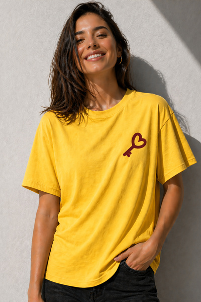 ArtYus Μπλουζάκι Heart Key Minimal Printed Unisex Oversize – Βαμβακερό T-Shir...