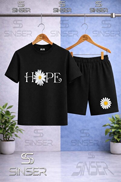 SS SİNSER Children's Papatya Hope Written Printed Crew Neck T-Shirt - Shorts Set