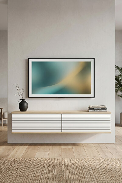 zetuna home TDA1214DB DUVARA MONTAJ TV STAND, TV RAFI SAFİRMEŞE - BEYAZ 120CM