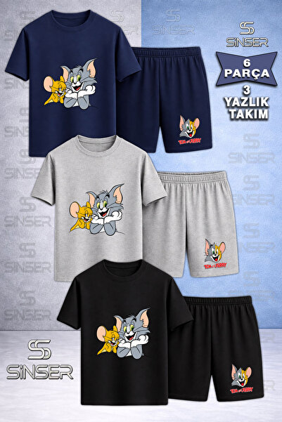 SS SİNSER Children's Cat Mouse Tm Jry Eller Cenede Printed Crew Neck 3-Piece ...