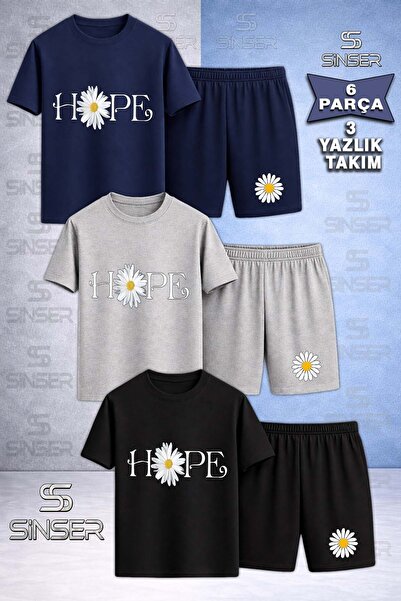 SS SİNSER Παιδικό μπλουζάκι PAPATYA HOPE WRITTEN με στάμπα με λαιμόκοψη 3 τεμ...