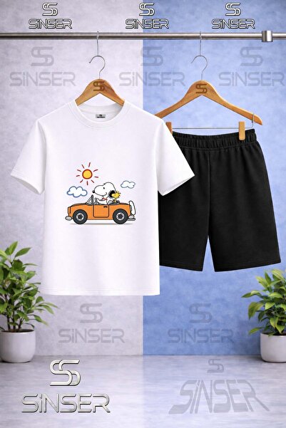 SS SİNSER Παιδικό μπλουζάκι με στάμπα SNOPY ARABADA με λαιμόκοψη ποδηλάτου - ...