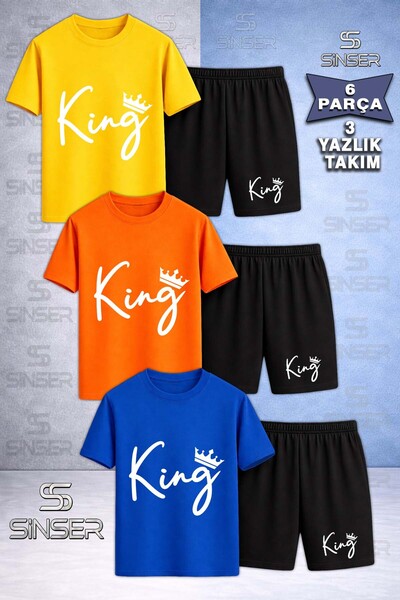 SS SİNSER Παιδικό T-Shirt 3 τεμαχίων με στάμπα FINETE KING EL YAZI G TACLI WH...