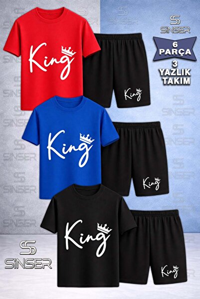 SS SİNSER Children's Thin King Handwritten g Tacli White Printed Crew Neck 3-...