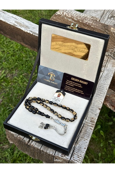 TESBİHSARAYI ALTINLI TESBİH-GÜMÜŞ İSİMLİ- ALTIN PARÇACIKLI - GOLDEN ROSARY-DI...