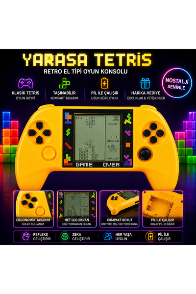 TRUST STORE Yarasa Tasarımlı Tetris Oyun Konsolu Retro El Tipi Mini Game Boy ...