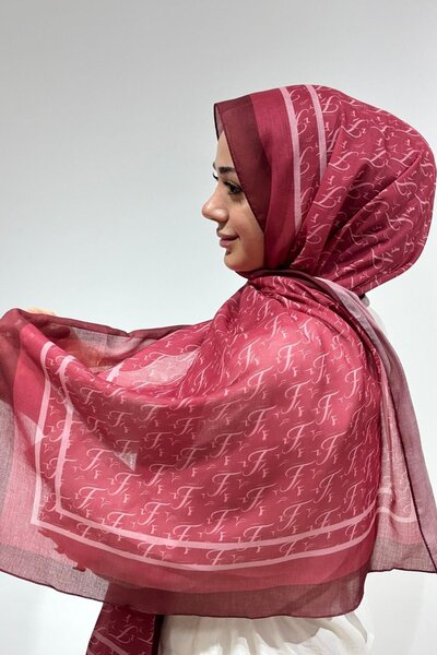 Firuze scarf Turquoise Pattern Dried Rose Soft Shawl