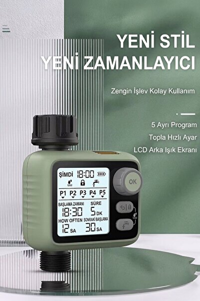 Konk Tools Otomatik Bahçe Sulama Zamanlayıcısı - 5 Programlı Lcd Ekranlı Akıl...