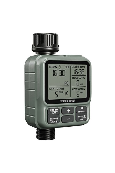 Konk Tools Profesyonel Otomatik Bahçe Sulama Saati - 8 Programlı, Yağmur Sens...