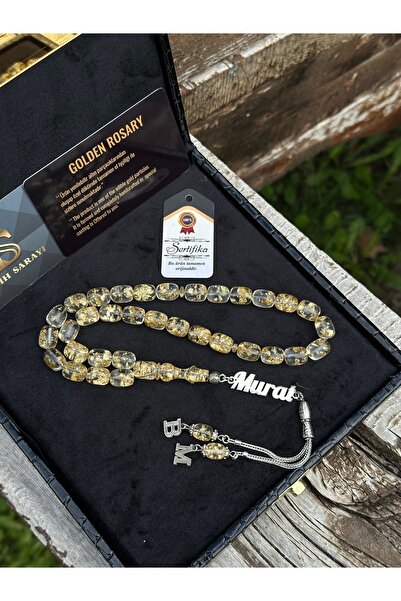 TESBİHSARAYI ALTINLI TESBİH-GÜMÜŞ İSİMLİ- ALTIN PARÇACIKLI - GOLDEN ROSARY-DI...