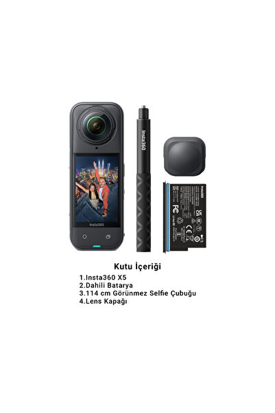 Insta360 X5 8K 360 Aksiyon Kamerası Başlangıç Kiti – Çift Sensör, Ek Batarya,...