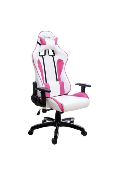 Mobplayers Gran-Giosedi Καρέκλα Gaming Λευκό-Ροζ, Δερμάτινη, Ρυθμιζόμενα Μαξι...