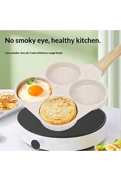satrendy 4-Hole Divided Frying Pan Granite-Coated Nonstick Aluminum Skillet F...