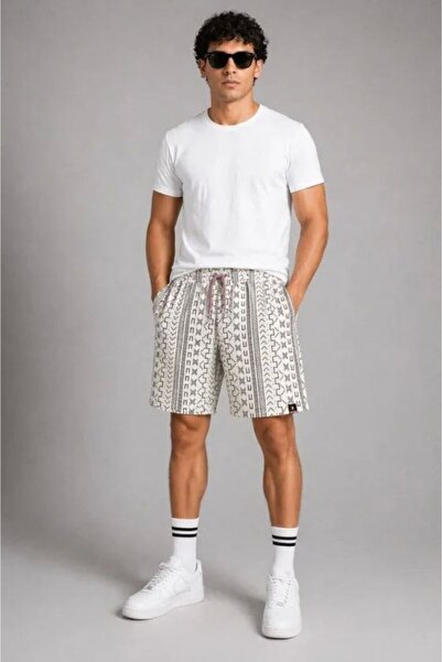 Kanonik Education Ανδρικό υφαντό σορτς με έθνικ σχέδια, ελαστικό κορδόνι και ...