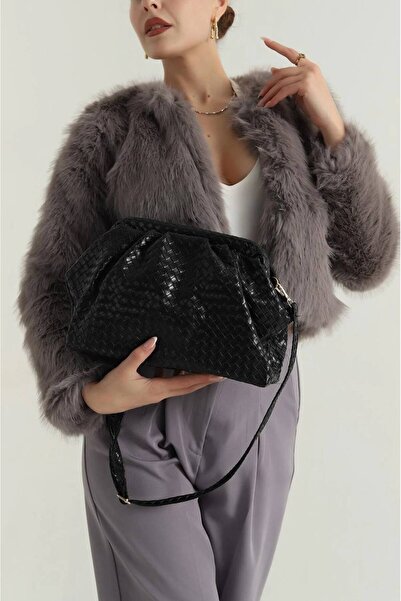 Marvelis GETTOV BURSLU Δερμάτινη γυναικεία τσάντα χειρός και ώμου με πλεκτή λ...