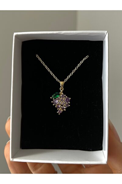 Rose and Light Grape Necklace - Gold