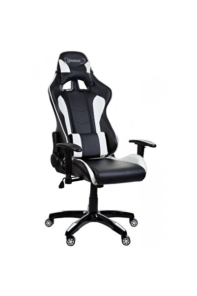 Mobplayers Gran-Giosedi Καρέκλα Gaming Μαύρο-Λευκό, Δερμάτινη, Ρυθμιζόμενα Μα...
