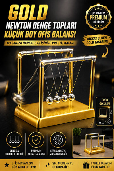Tamsena Store Gold Newton Denge Topları Küçük Boy Masa Üstü Ofis Balans Dekor...