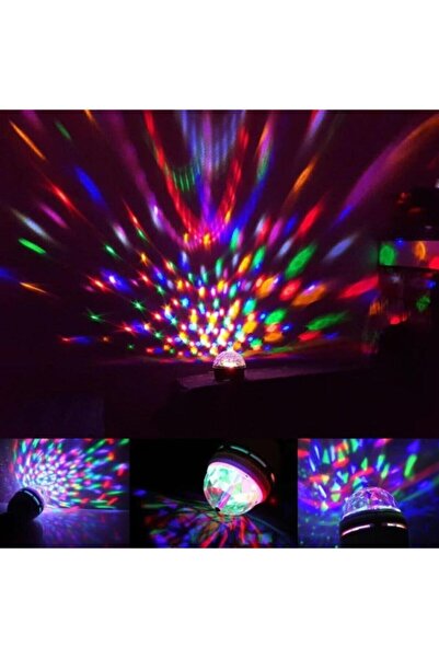 özgürce 360 Derece Dönen Renkli Disco Lamba, Dekoratif ve Eğlenceli Işıklandırma