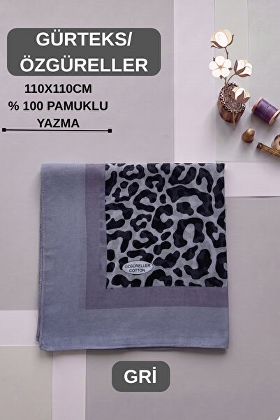 ÖZGÜRELLER Özgüreller, 110x110 cm Leopar Desen Yazma,%100 Pamuklu Hediyelik T...