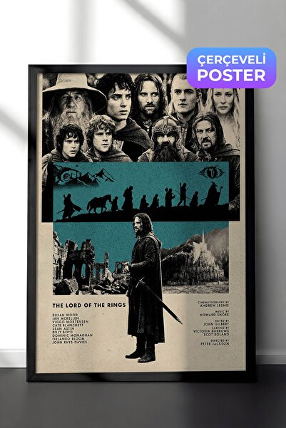 Postifull The Lord of the Rings Siyah Çerçeveli Poster, Sinema ve Dizi Tablo,...