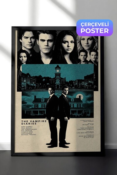 Postifull The Vampire Diaries Siyah Çerçeveli Poster, Sinema ve Dizi Tablo, F...