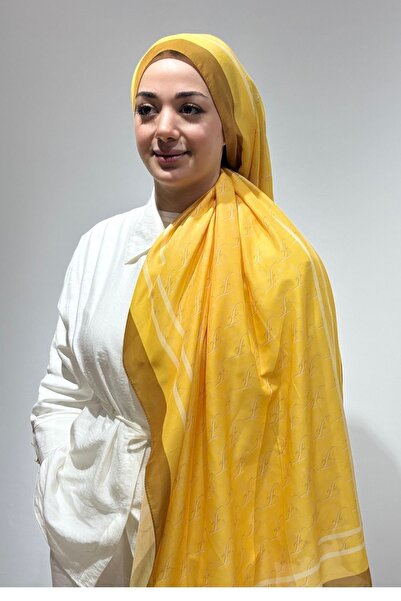Firuze scarf شال ناعم بنمط فيروزي باللون الأصفر