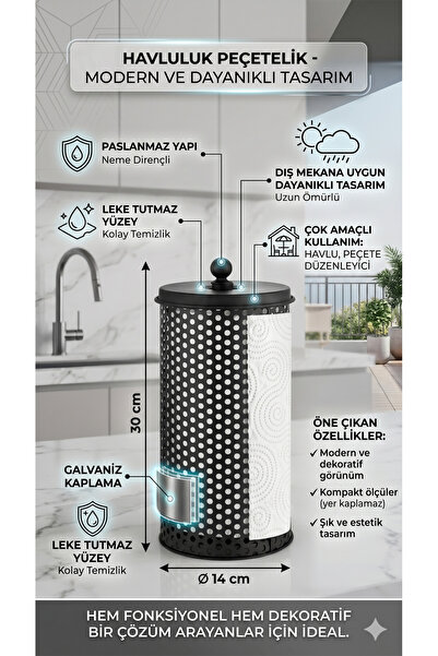 The Mia Galvaniz Kaplama Havluluk Peçetelik 30x14 cm