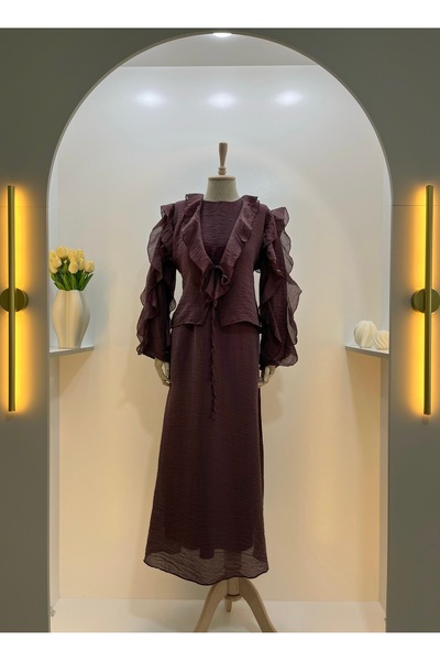 Nuesscollection Fırfır Hırkalı Tesettür Elbise (140cm)