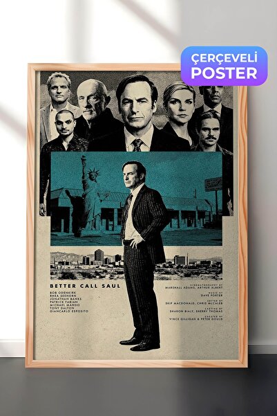 Postifull Better Call Saul Ahşap Çerçeveli Poster, Sinema ve Dizi Tablo, Film...
