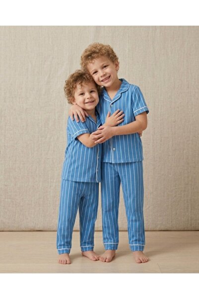Ege Bebek Σετ πιτζάμες για αγόρια με ριγέ λαιμόκοψη, καλοκαιρινό, κοντομάνικο...