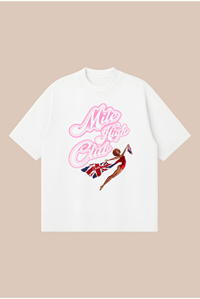 PURE POWER Μπλουζάκι Mile High Club Boxy Fit Oversize Unisex 100% Βαμβακερό –...