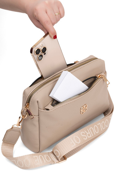 macsoo Γυναικεία τσάντα ώμου ανοιχτόχρωμη βιζόν με 3 θήκες, με επένδυση και ρ...