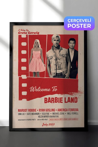 Postifull Barbie Siyah Çerçeveli Poster, Sinema ve Dizi Tablo, Film Dizi Afiş...