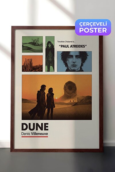 Postifull Dune Kahverengi Çerçeveli Poster, Sinema ve Dizi Tablo, Film Dizi A...