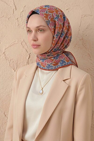 Silk Home Soft Eşarp Floral Line Gümüş 90x90