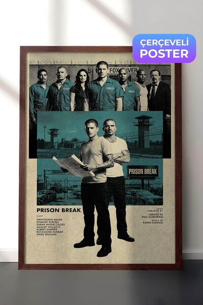 Postifull Prison Break Kahverengi Çerçeveli Poster, Sinema ve Dizi Tablo, Fil...