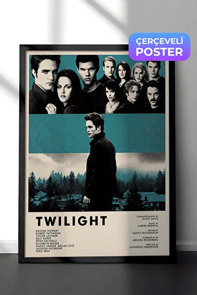 Postifull Twilight Siyah Çerçeveli Poster, Sinema ve Dizi Tablo, Film Dizi Af...
