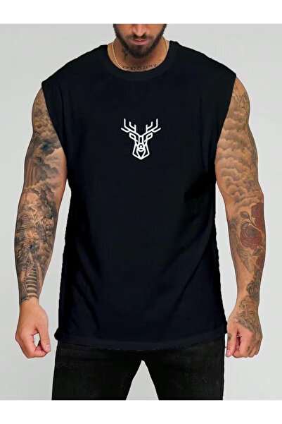 AZIZI TEKSTIL Deer Printed Sleeveless T-Shirt