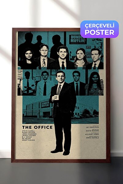 Postifull The Office (US) Kahverengi Çerçeveli Poster, Sinema ve Dizi Tablo, ...