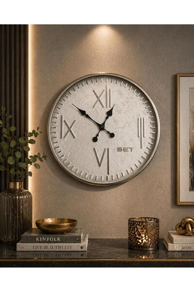Set Gümüş çerçeve dekoratif Duvar Saati
