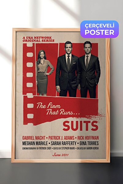 Postifull Suits Ahşap Çerçeveli Poster, Sinema ve Dizi Tablo, Film Dizi Afişl...