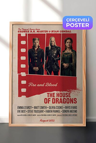 Postifull House of the Dragon Ahşap Çerçeveli Poster, Sinema ve Dizi Tablo, F...