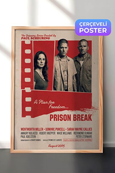 Postifull Prison Break Ahşap Çerçeveli Poster, Sinema ve Dizi Tablo, Film Diz...