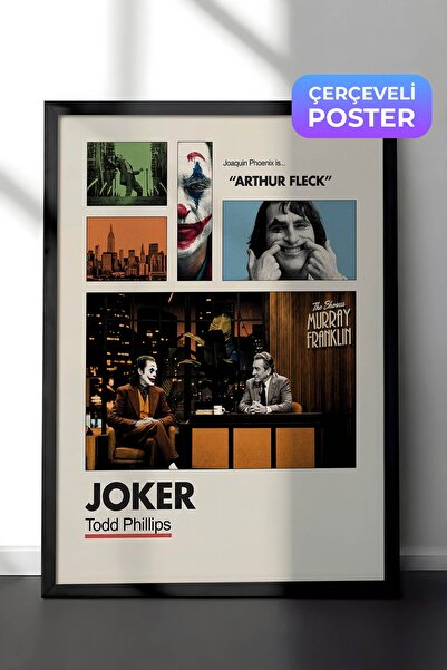 Postifull Joker Siyah Çerçeveli Poster, Sinema ve Dizi Tablo, Film Dizi Afişl...