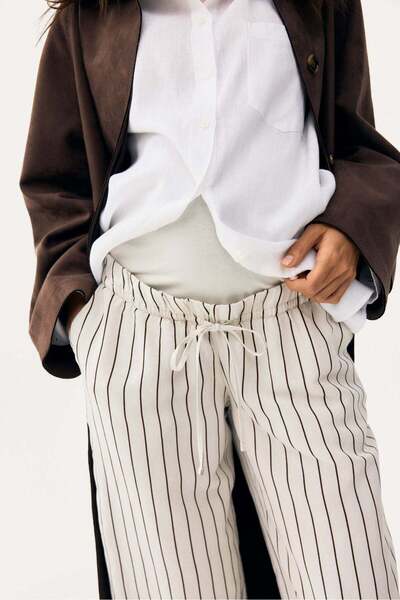 H&M MAMA Linen-blend drawstring trousers
