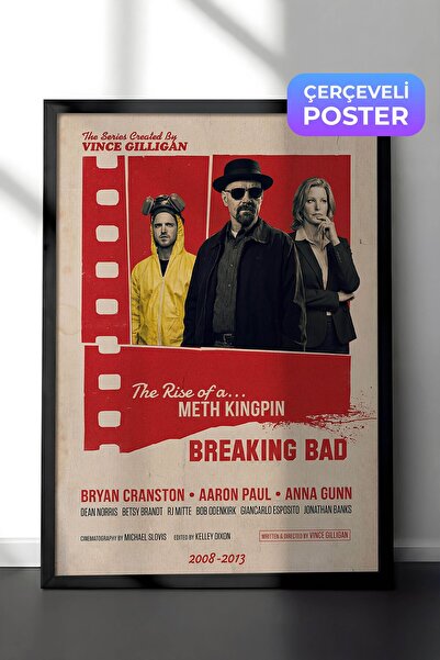 Postifull Breaking Bad Siyah Çerçeveli Poster, Sinema ve Dizi Tablo, Film Diz...