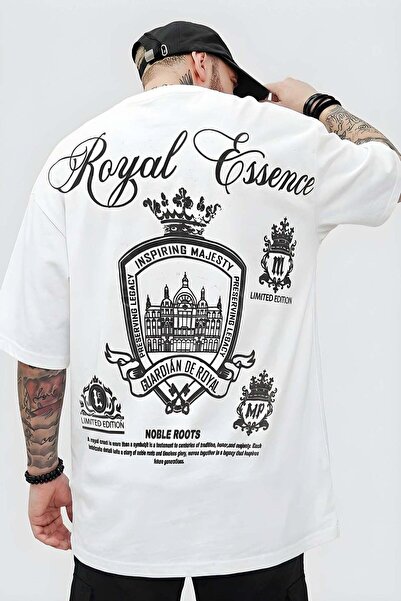 VACHT Men's Oversize Casual T-Shirt Royal Ecru White