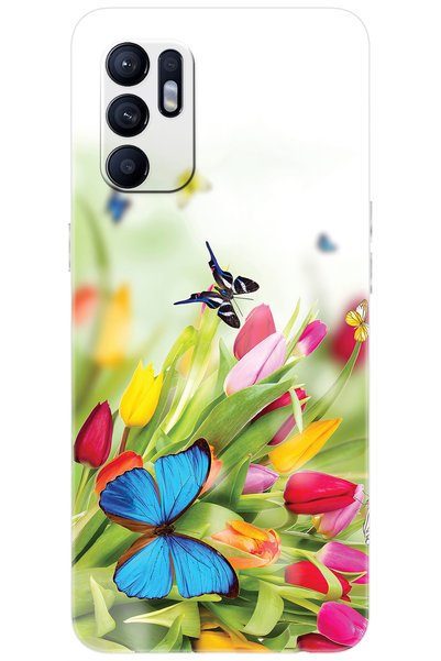 Ceppare Oppo Reno 6 (CPH2235) Uyumlu Kılıf Desen Baskılı Silikon Kelebekler S...