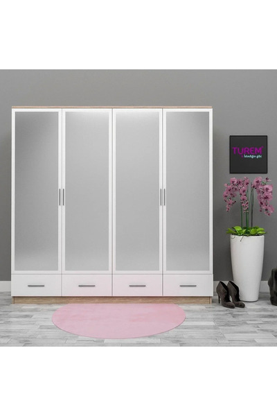marangozhaneden 4 Kapılı 4 Çekmeceli Gardrop Mdf